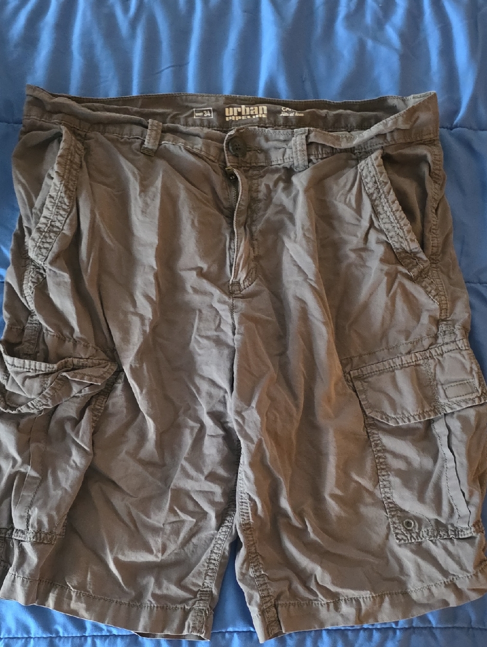 Urban Pipeline Cargo Shorts Mens Size 34 Grey Casual Utility